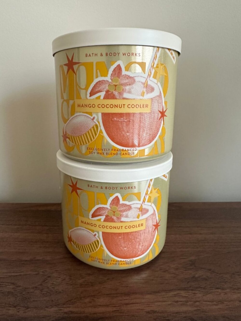 Bath & Body Works Mango Coconut Cooler 3-Wick Candle Set of 2 NEW